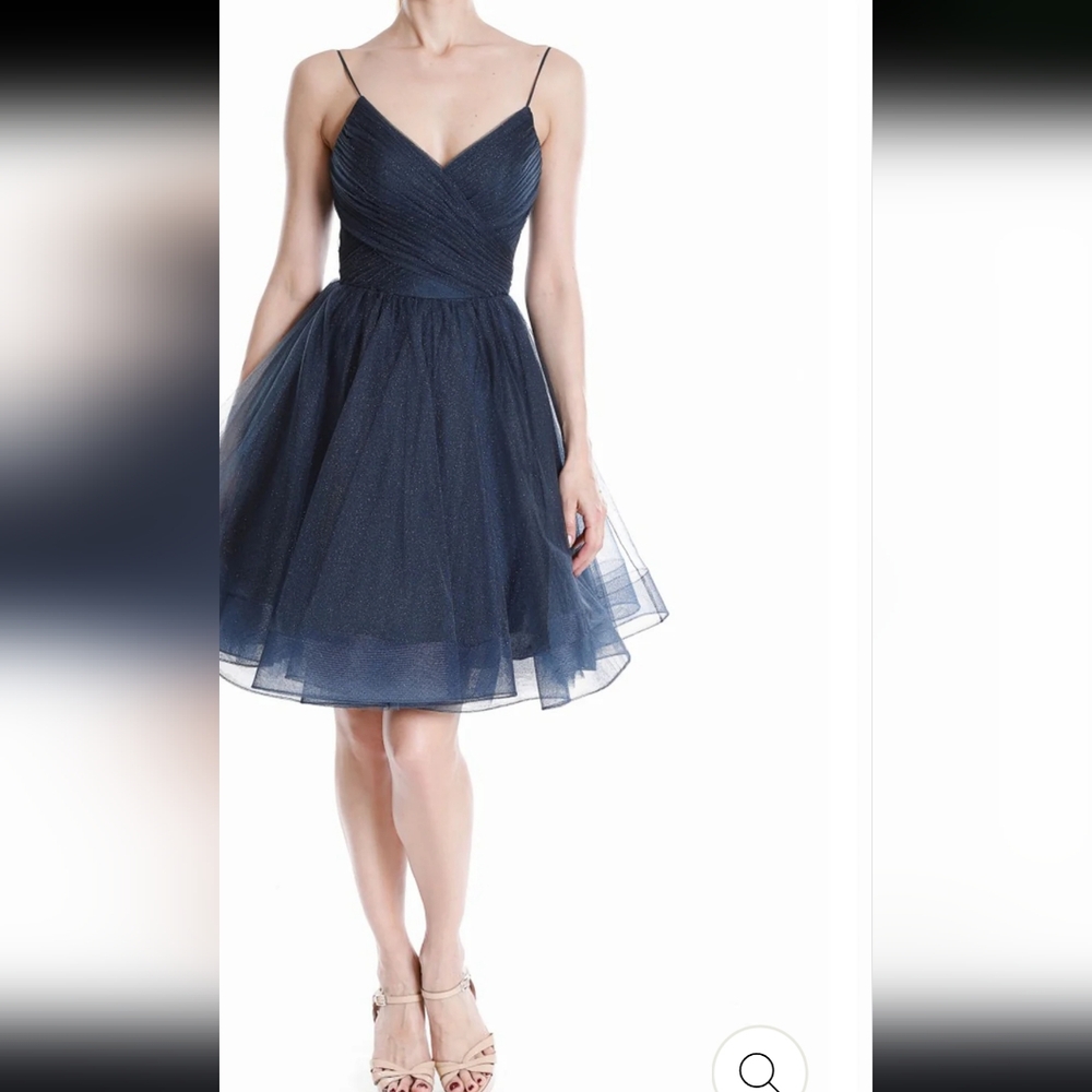 Blue A-Line Spaghetti Strap Mini Dress for Prom
